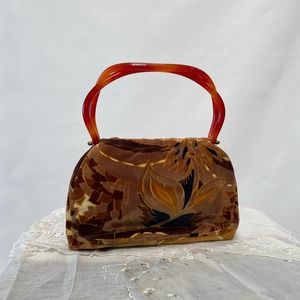 1960's imported velvet tortoise shell hand bag